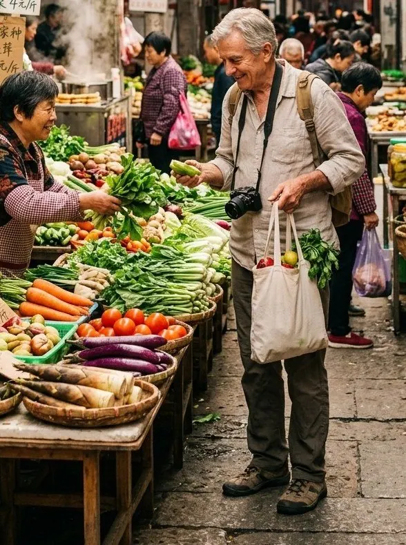 A busy hutong lane in Beijing — everyday life out the front door